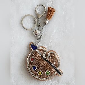 Colorful Rhinestone Palette Keychain  Artist Bag Charm